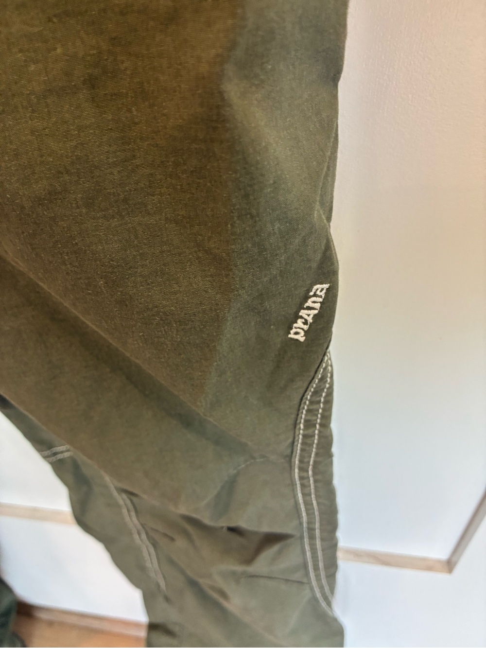 Prana Olive Green Cargo Pants with Gray Knit Waistband - Picture 3 of 3